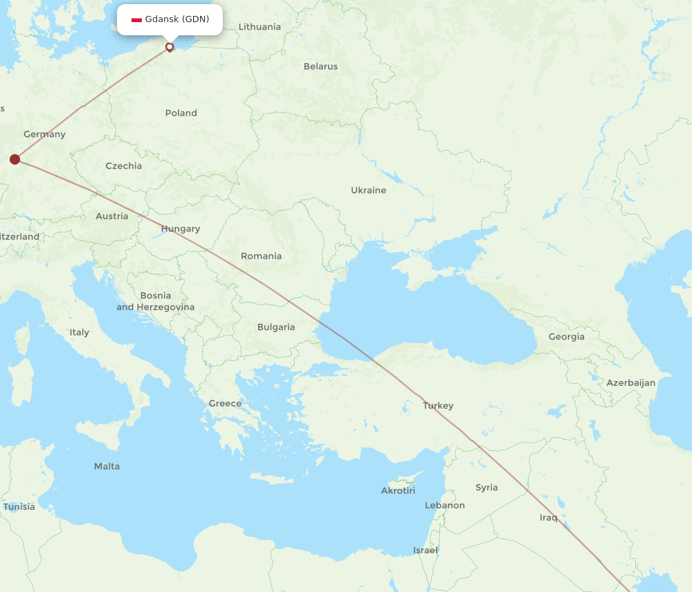 BAH to GDN flights and routes map