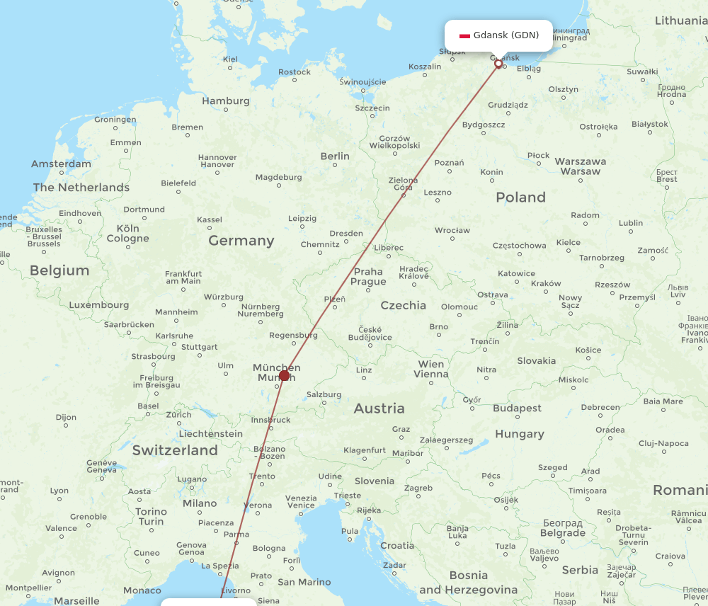 GDN-BIA flight routes