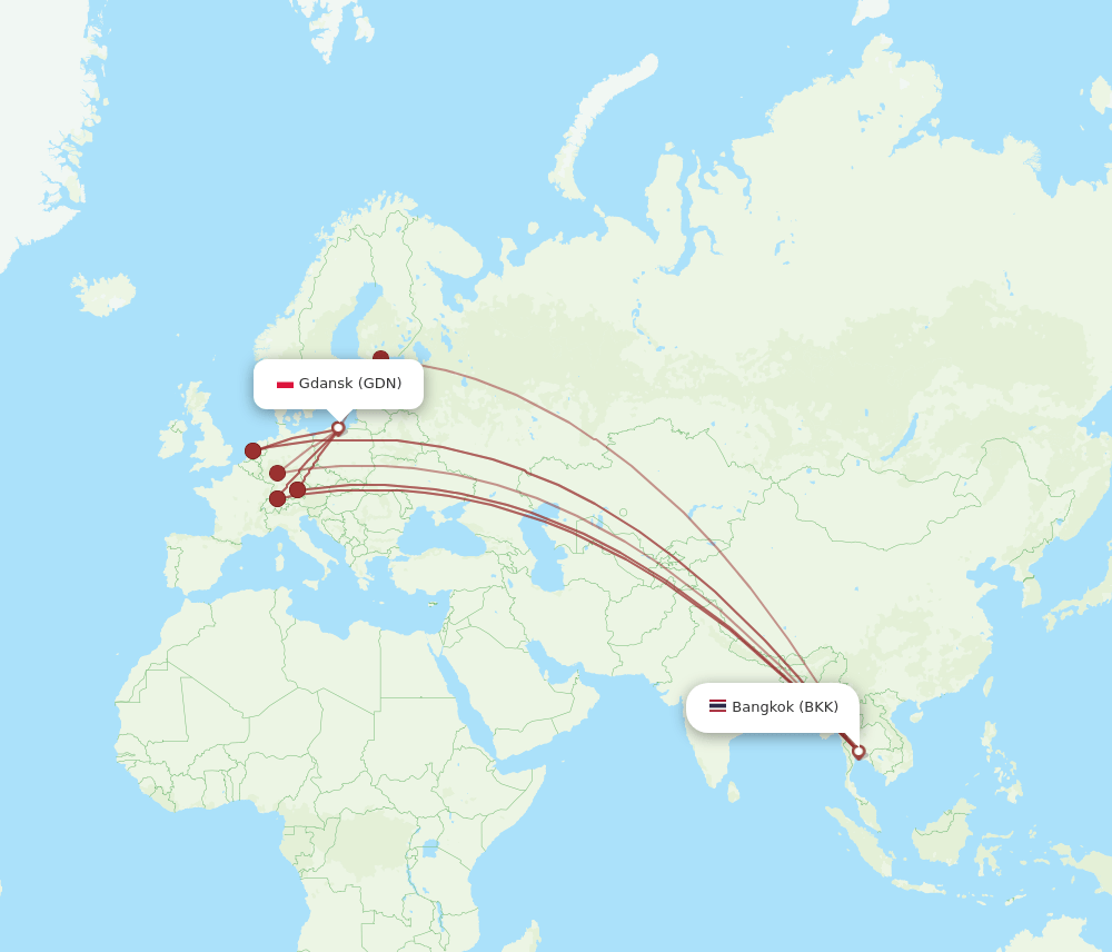 GDN-BKK flight routes