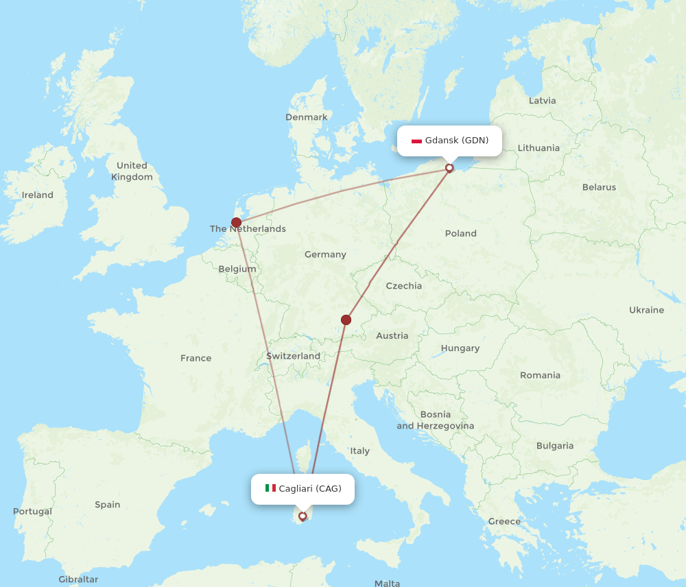 GDN-CAG flight routes