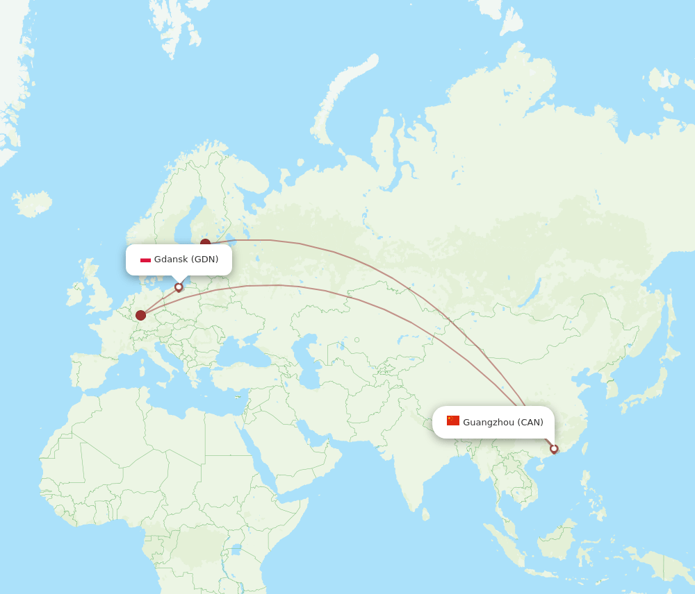 GDN to CAN flights and routes map