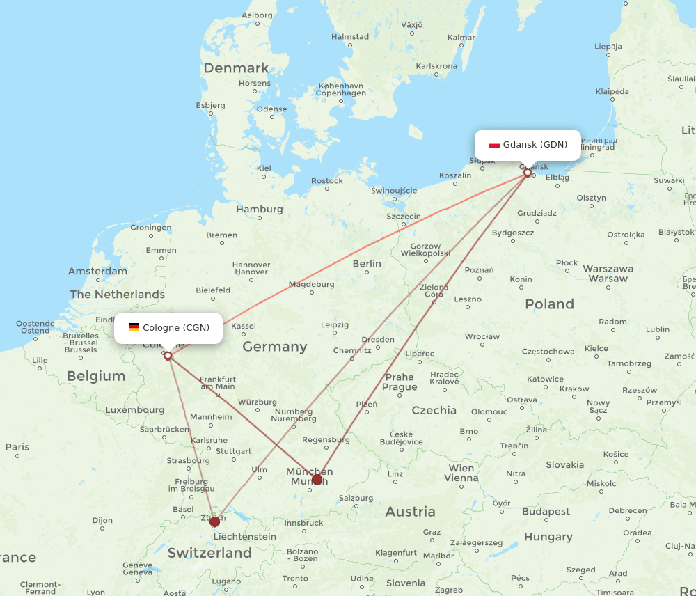 GDN-CGN flight routes