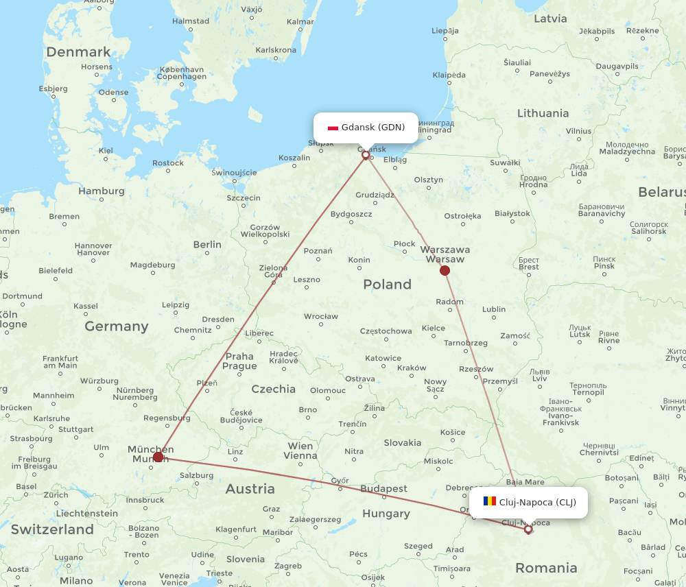 GDN-CLJ flight routes