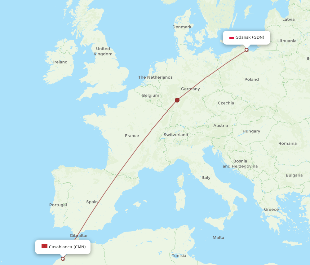 GDN-CMN flight routes