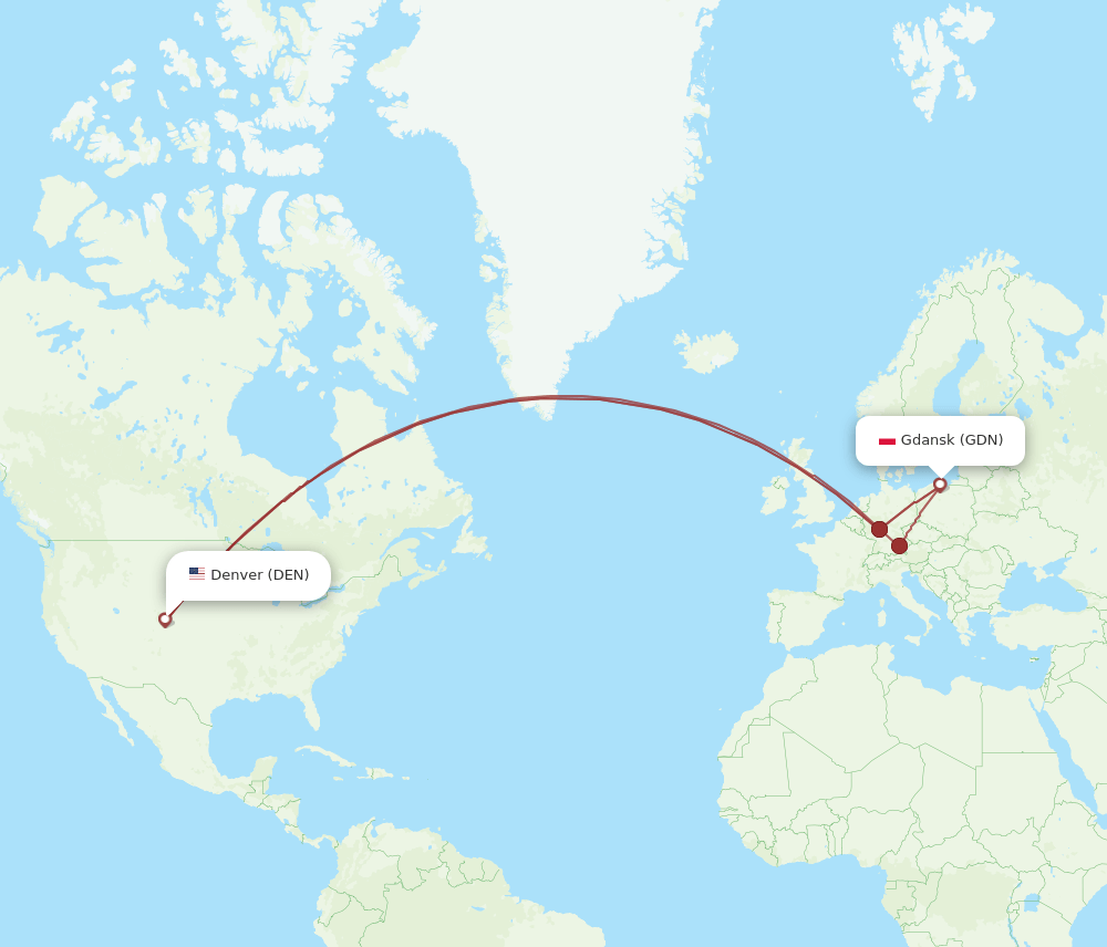 GDN-DEN flight routes