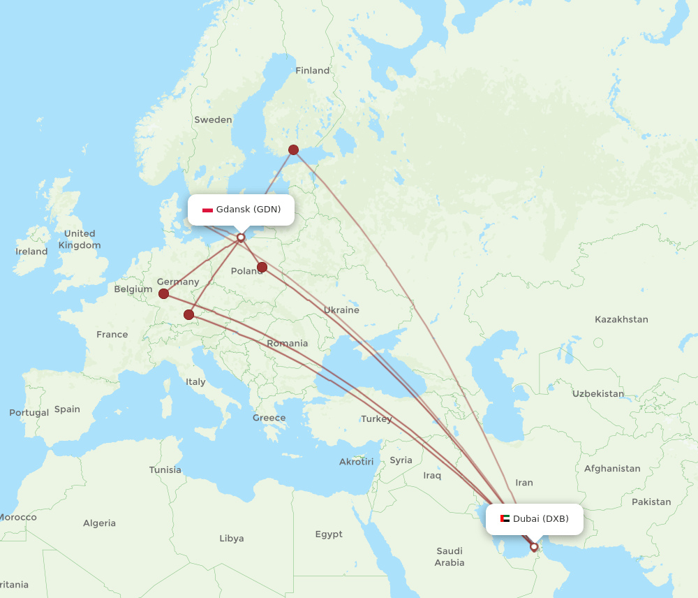 GDN-DXB flight routes