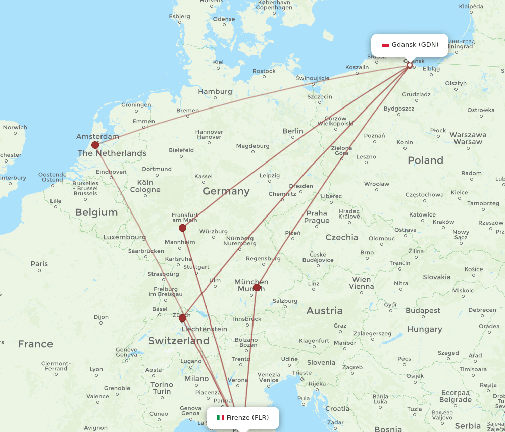 GDN-FLR flight routes