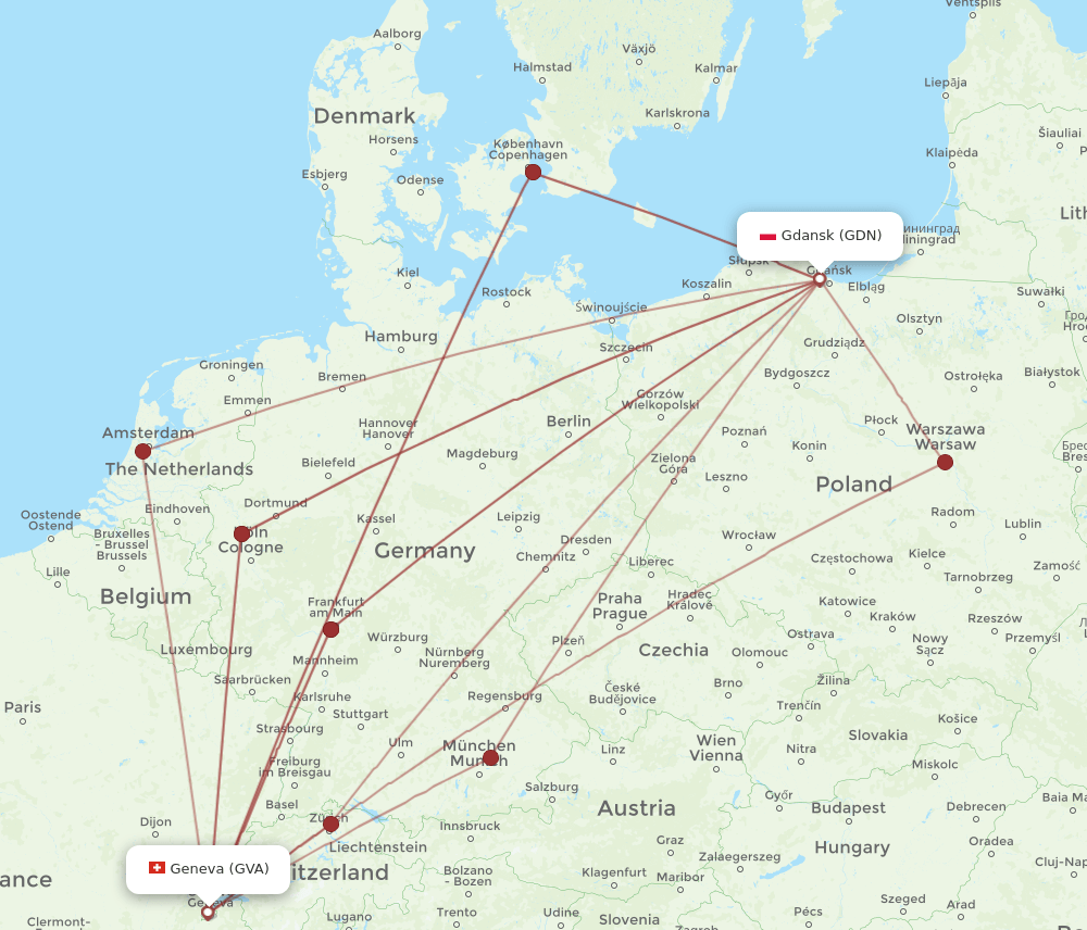 GDN-GVA flight routes