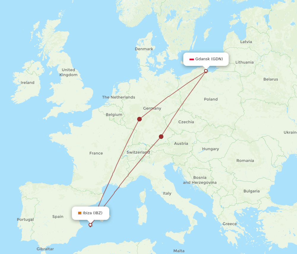 GDN-IBZ flight routes