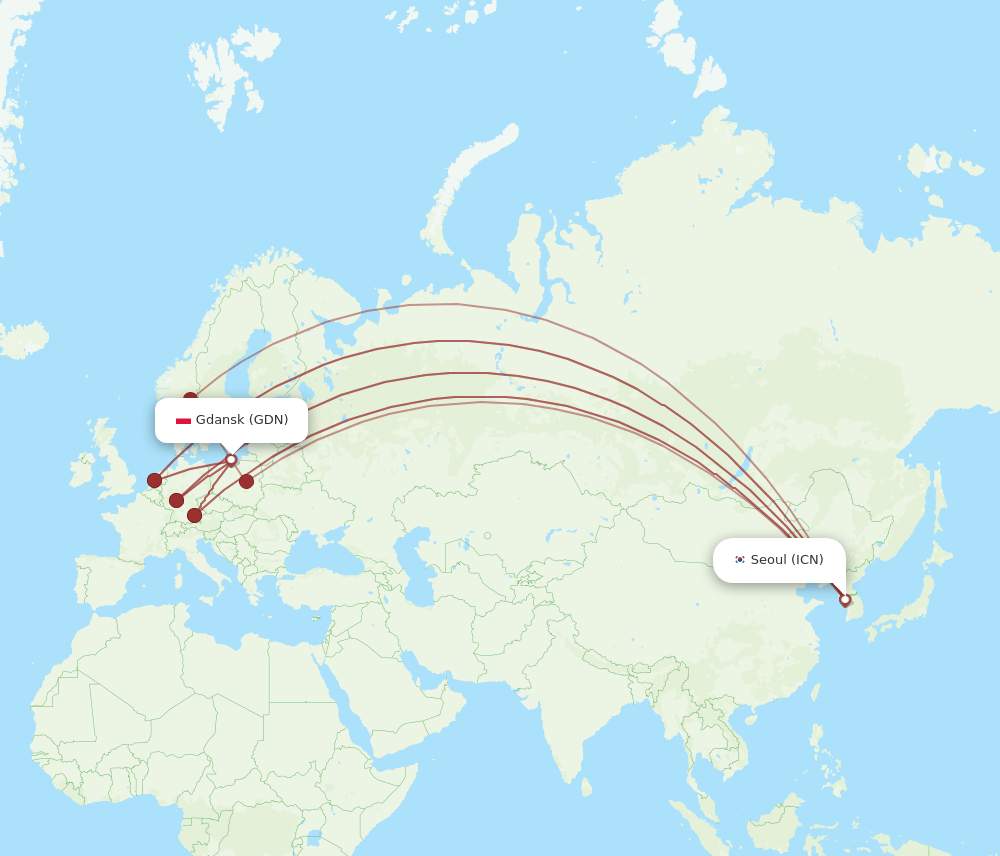 GDN-ICN flight routes