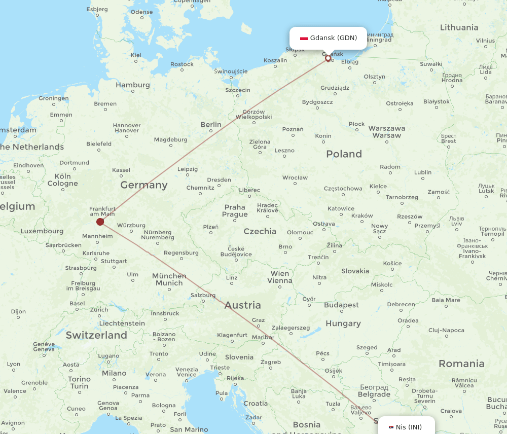 GDN to INI flights and routes map