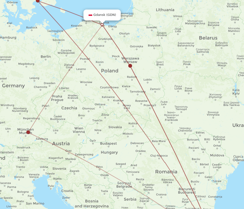 GDN to IST flights and routes map