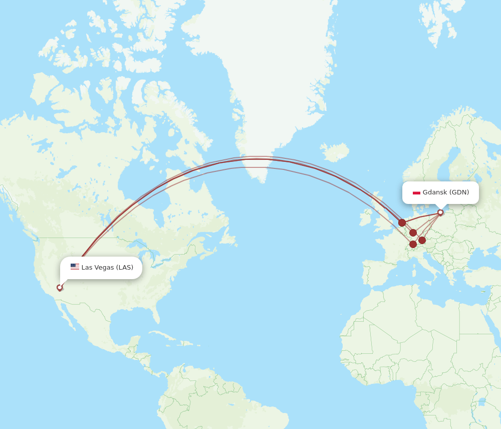 GDN-LAS flight routes