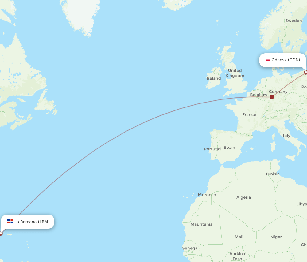 GDN to LRM flights and routes map