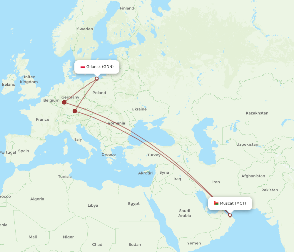 GDN-MCT flight routes