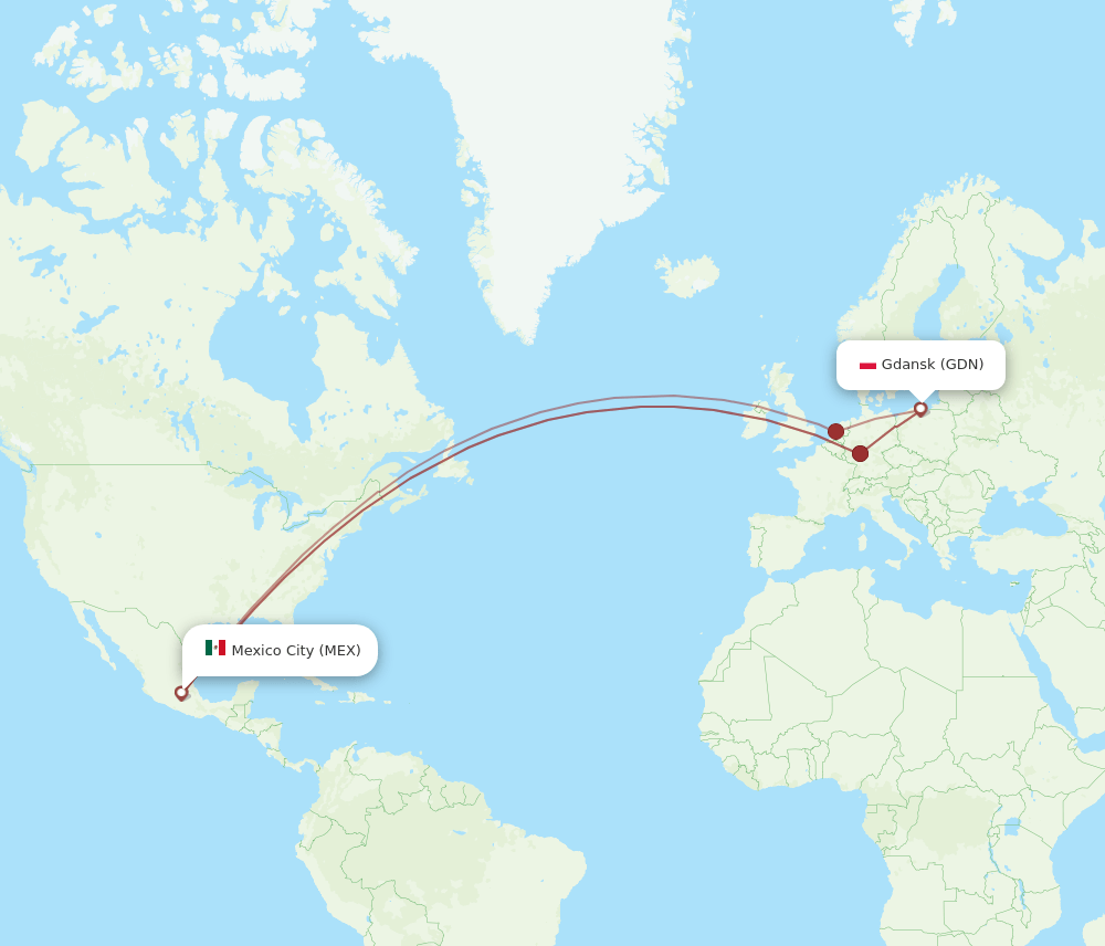 GDN-MEX flight routes