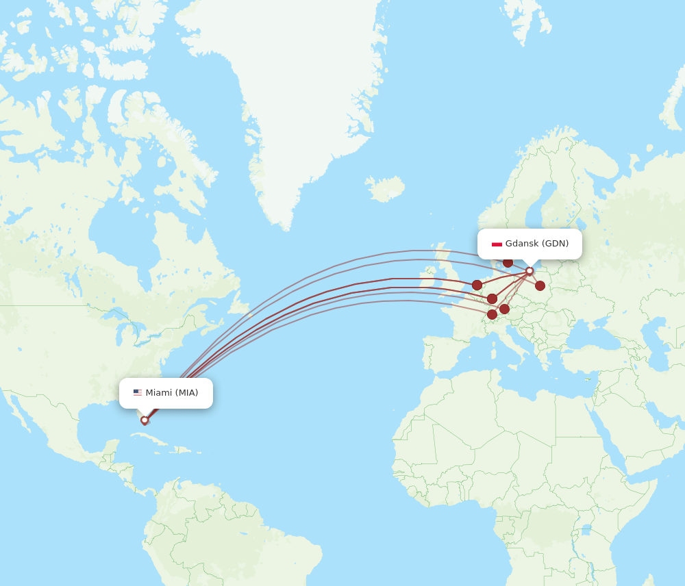 GDN-MIA flight routes