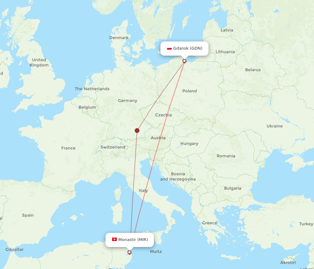 GDN-MIR flight routes