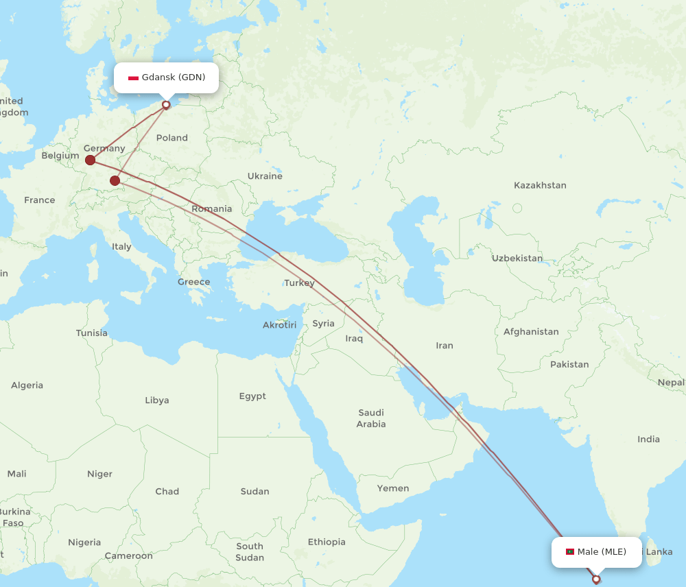 GDN-MLE flight routes