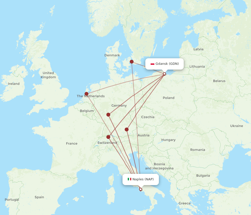 GDN-NAP flight routes