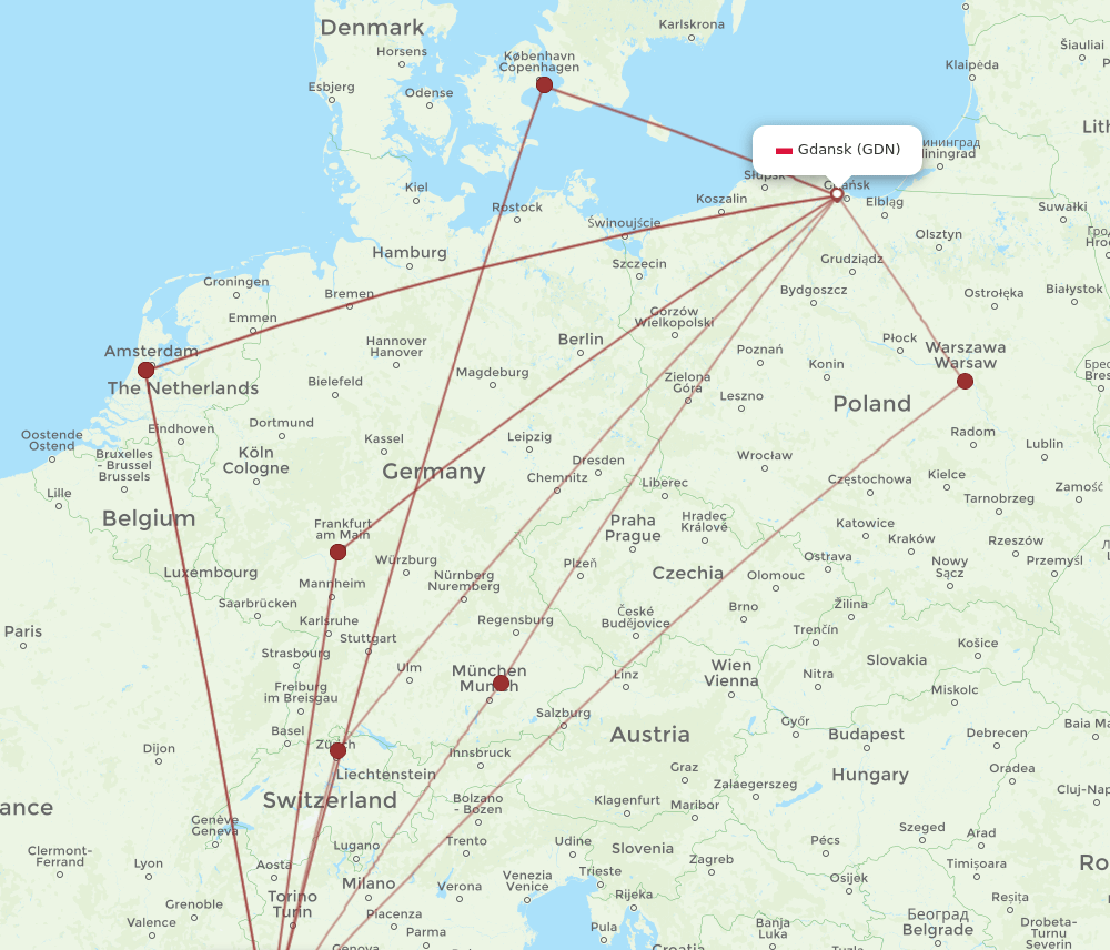 GDN-NCE flight routes