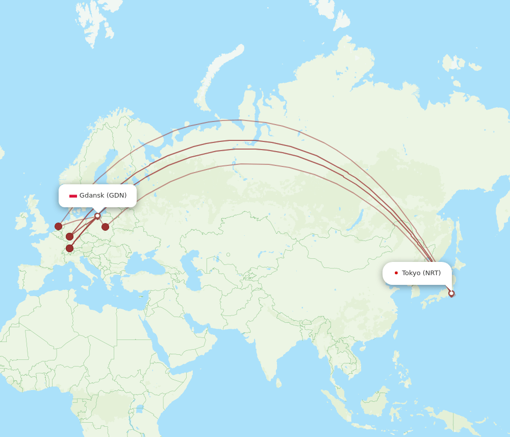 GDN-NRT flight routes