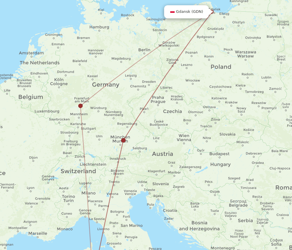GDN-OLB flight routes