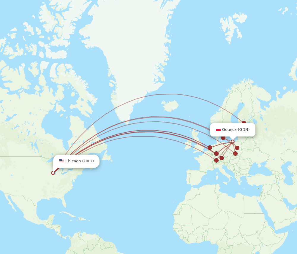 GDN-ORD flight routes