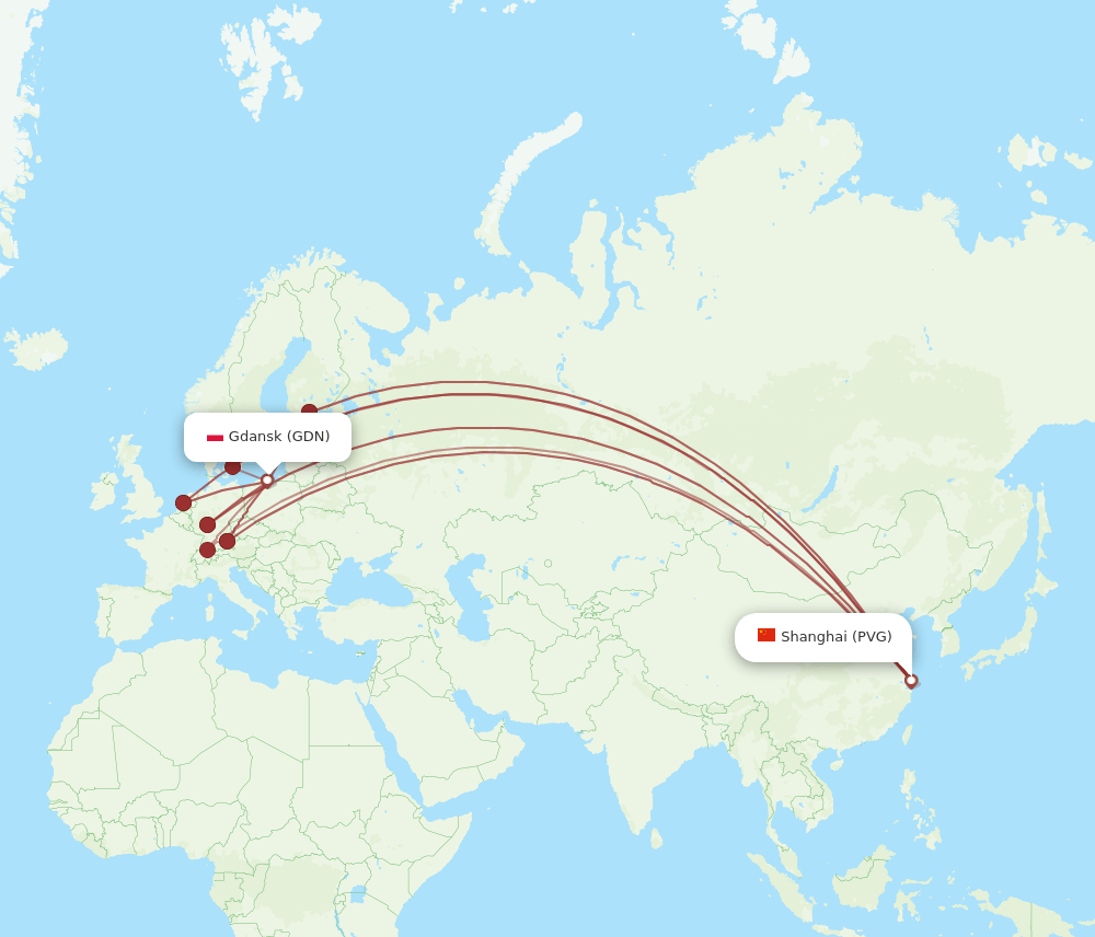 GDN-PVG flight routes