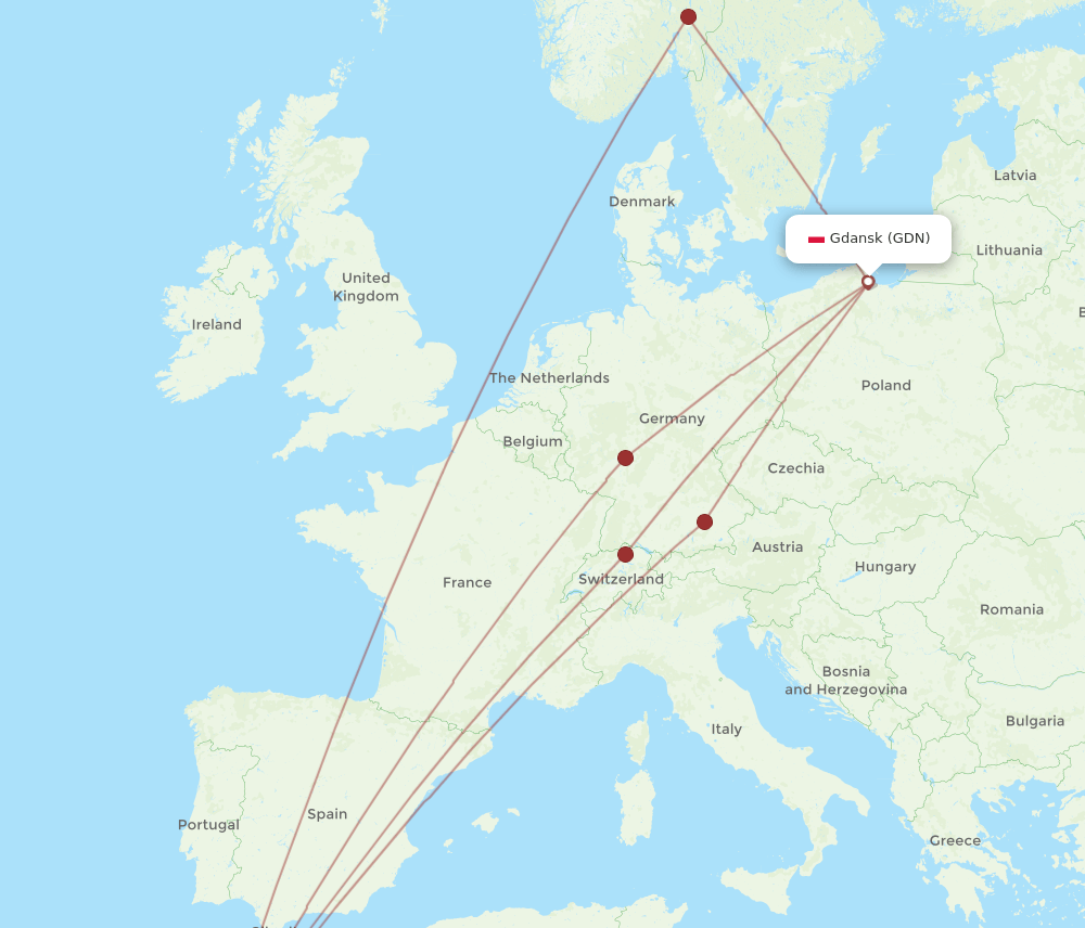 GDN-RAK flight routes