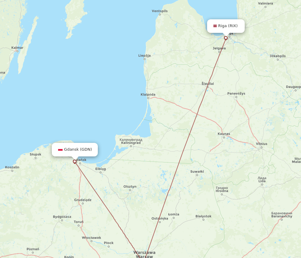 GDN-RIX flight routes
