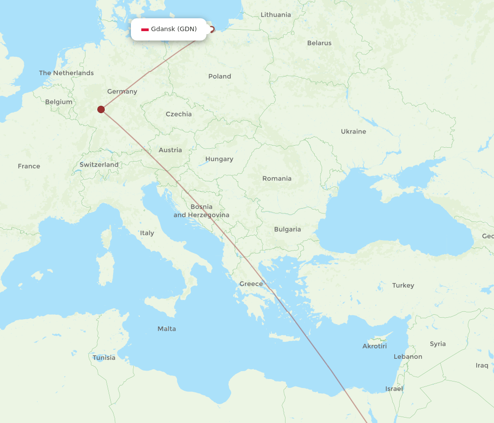 Gdansk - Marsa Alam route map and flight paths