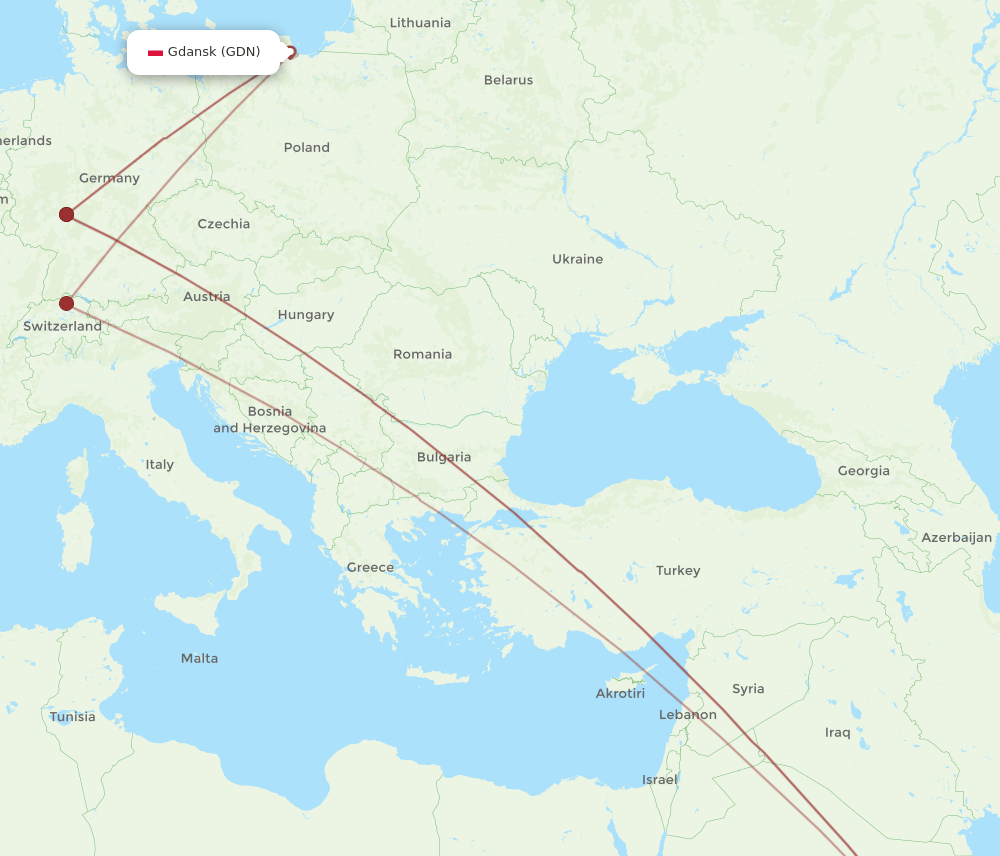 GDN to RUH flights and routes map