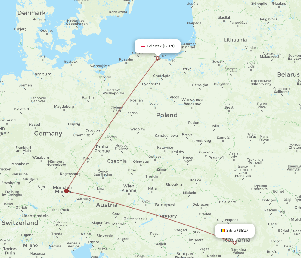 GDN-SBZ flight routes