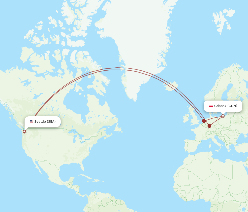 GDN to SEA flights and routes map