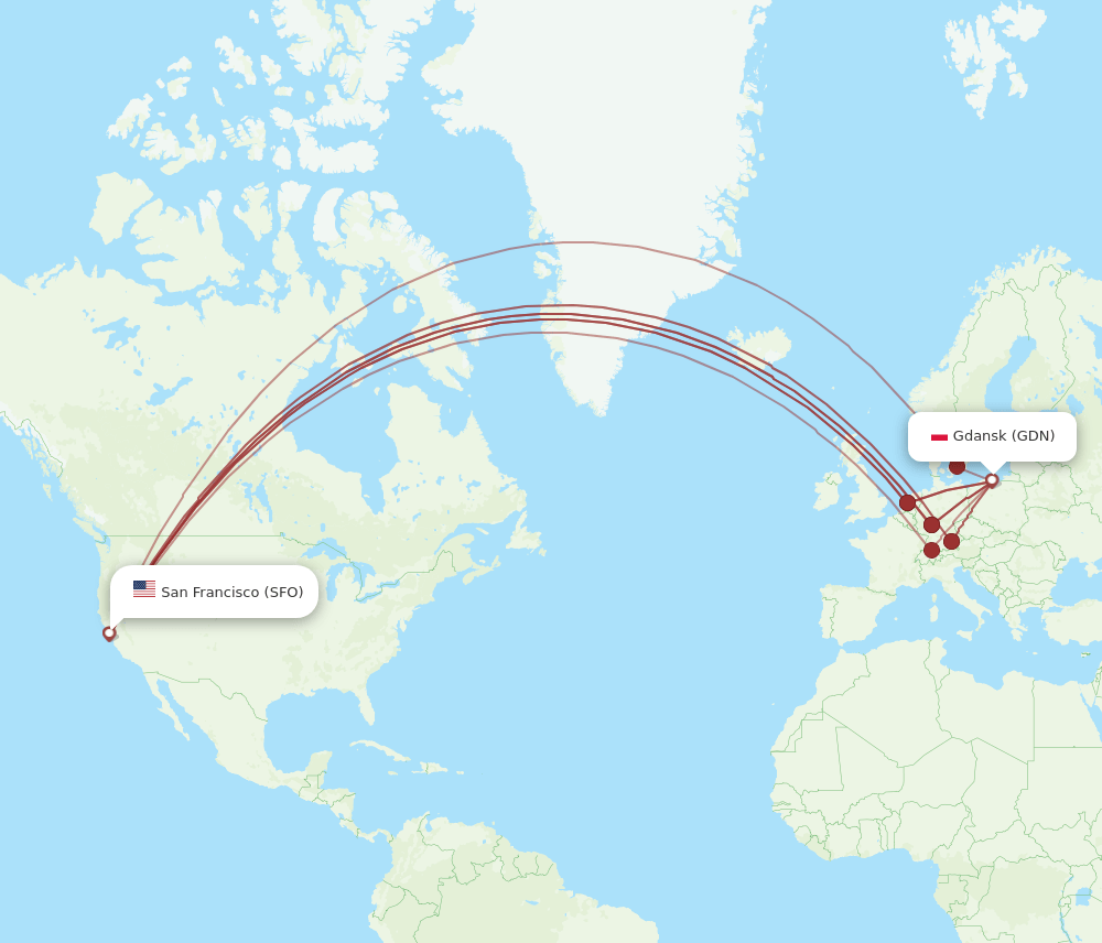 GDN-SFO flight routes
