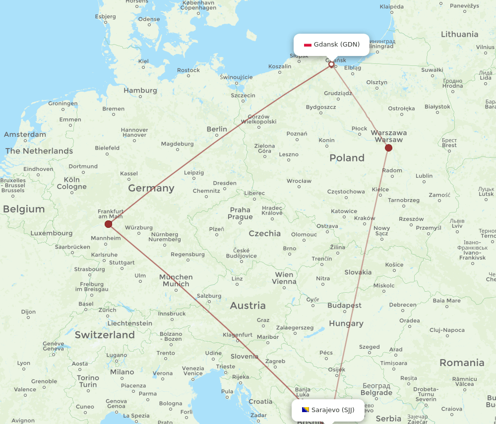 GDN-SJJ flight routes
