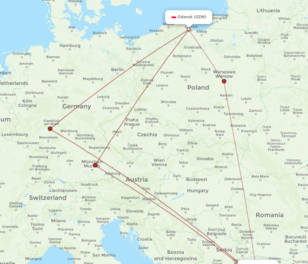 GDN to SOF flights and routes map
