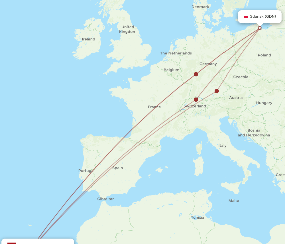 GDN to SPC flights and routes map
