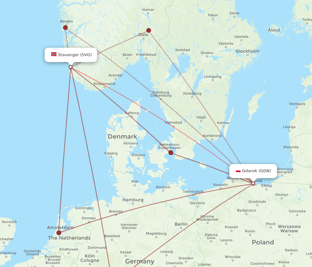 GDN to SVG flights and routes map