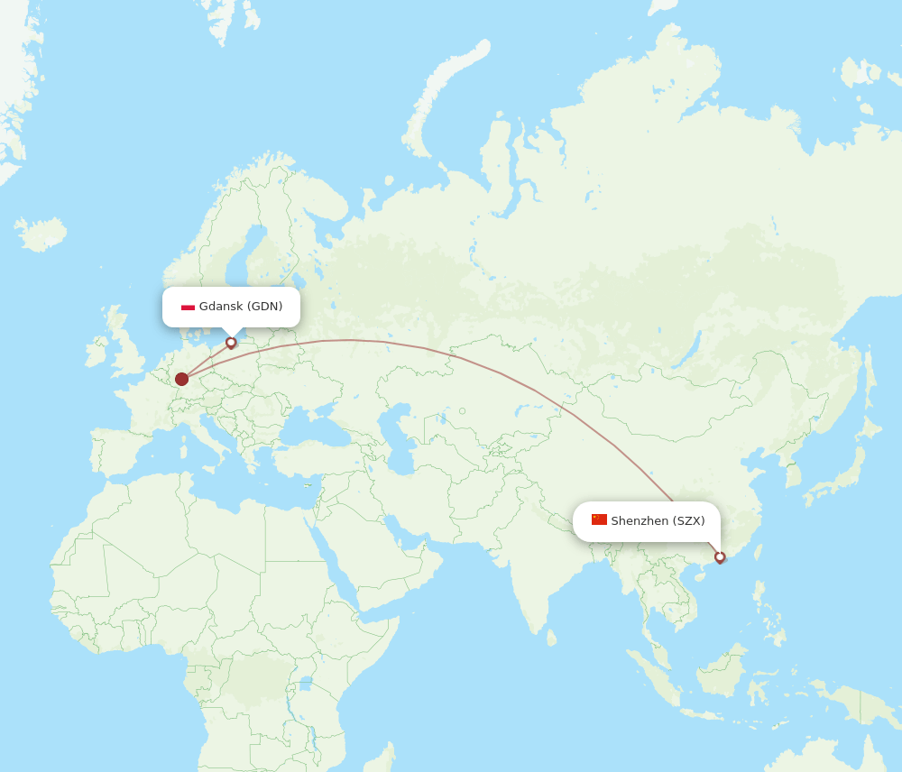 GDN to SZX flights and routes map