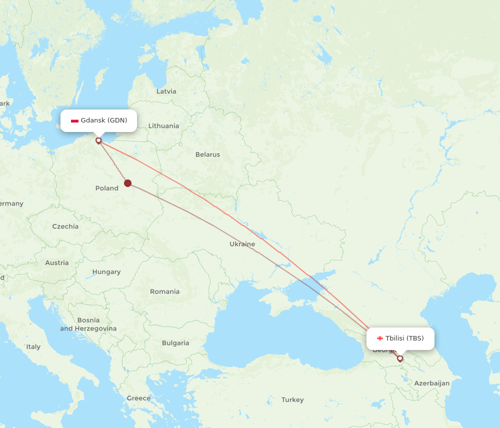 GDN-TBS flight routes