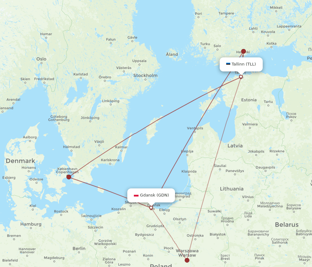 GDN-TLL flight routes
