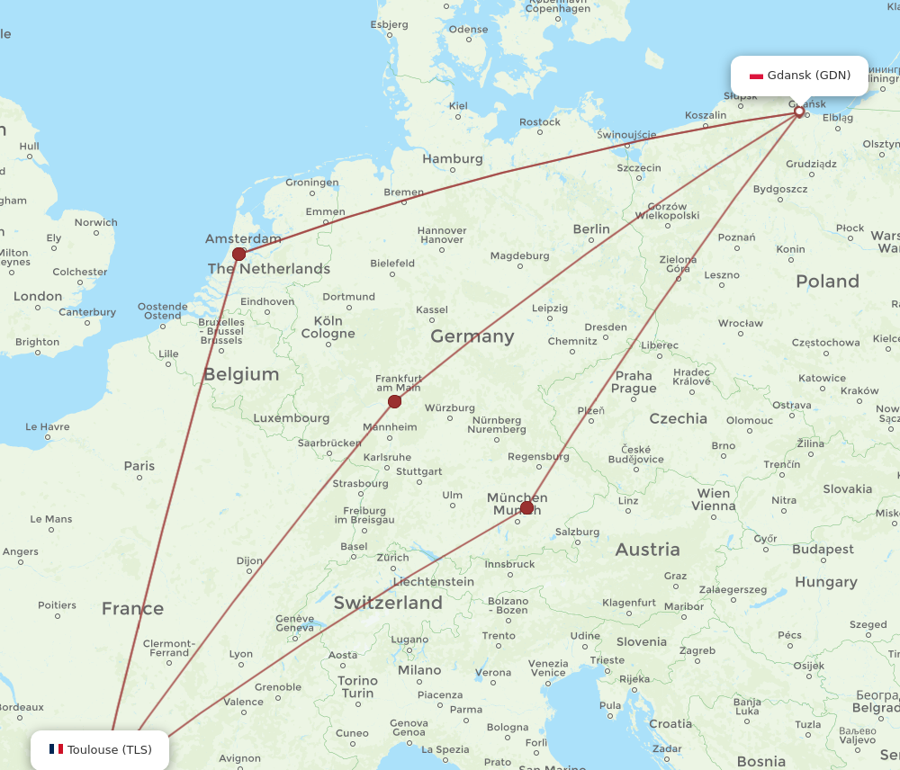 GDN to TLS flights and routes map