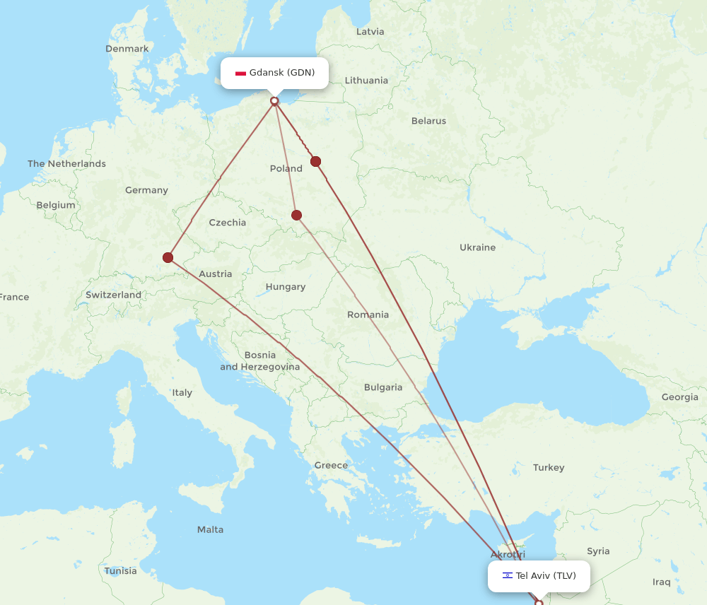 GDN-TLV flight routes