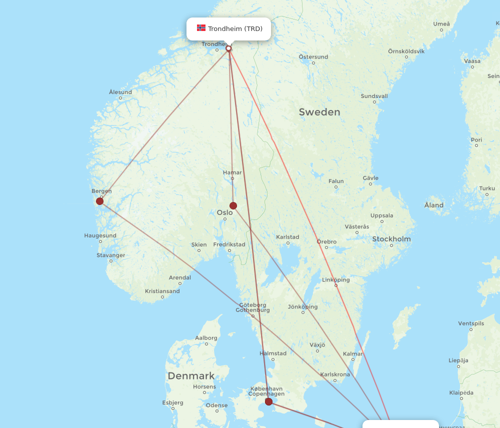 GDN to TRD flights and routes map