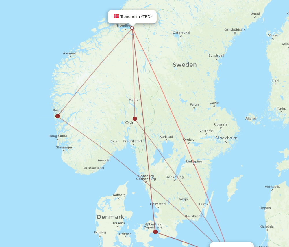 GDN to TRD flights and routes map