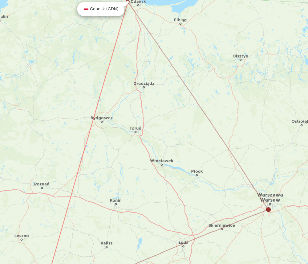 GDN-WRO flight routes