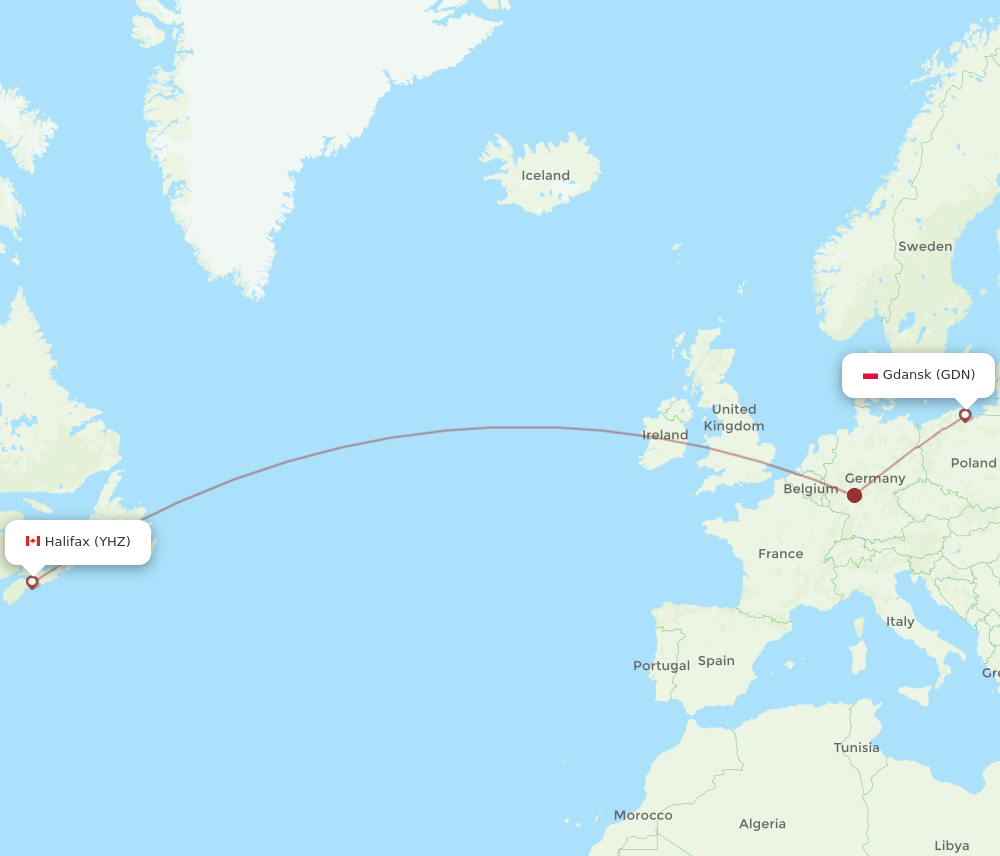 GDN-YHZ flight routes