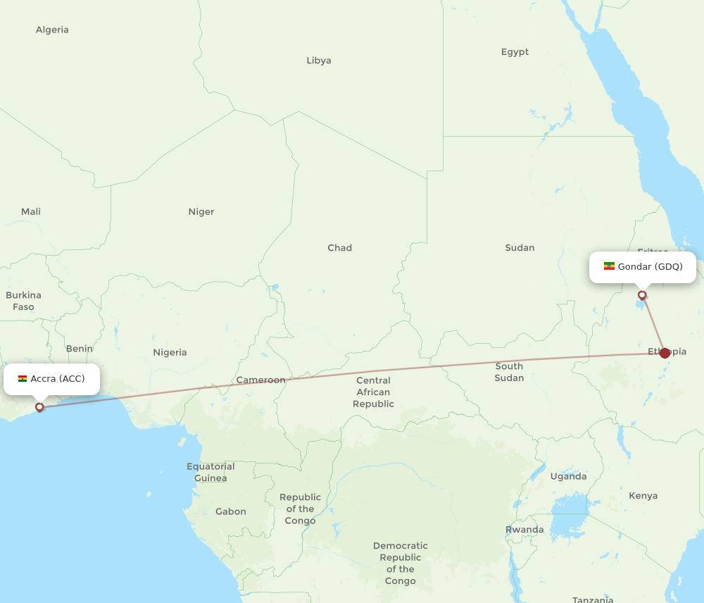 GDQ-ACC flight routes